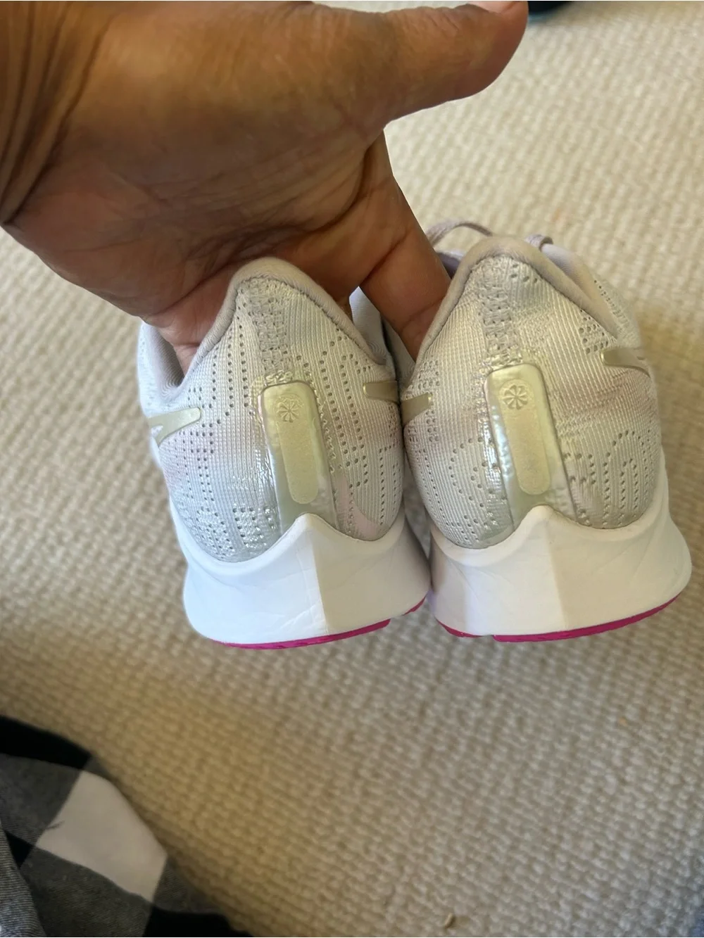 Nike Women's Light Beige Athletic Sneakers with Pink Accents